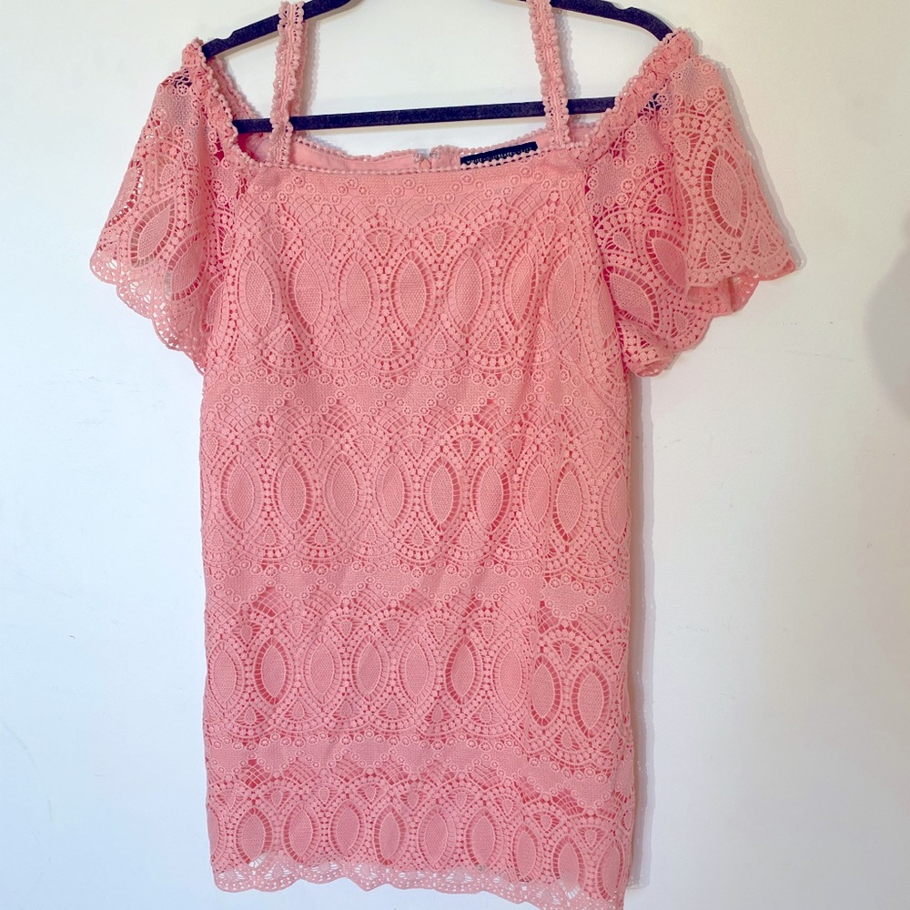 White House Black Market, pink lace dress, size 12